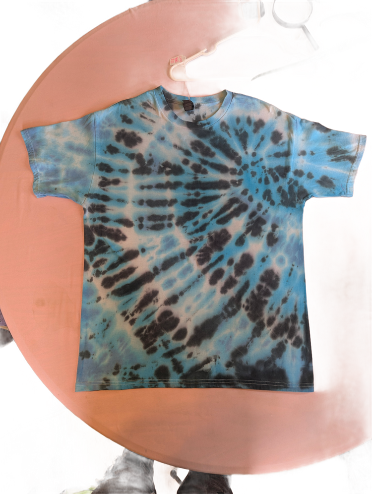 Sky Blue & Black Sunburst Tie-Dye Tee