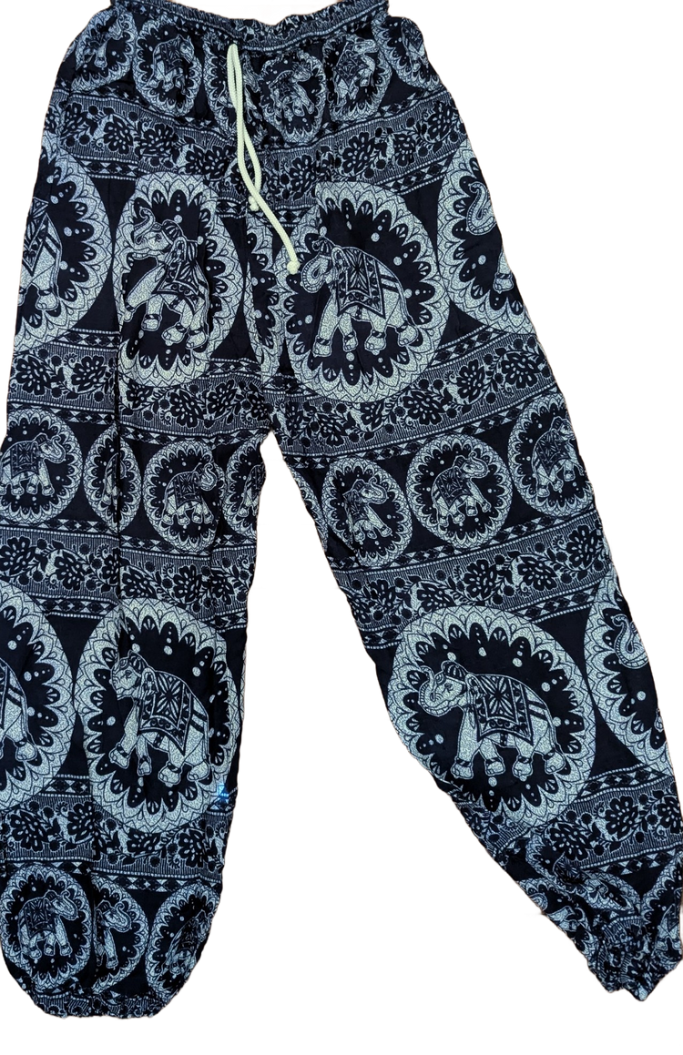 Burgundy & Cream Elephant Stripe Thai Harem Pants – Hand Selected in Thailand