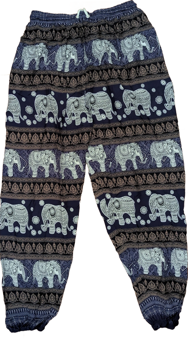 Black & Silver Elephant Medallion Thai Jogger Pants – Hand Selected in Thailand