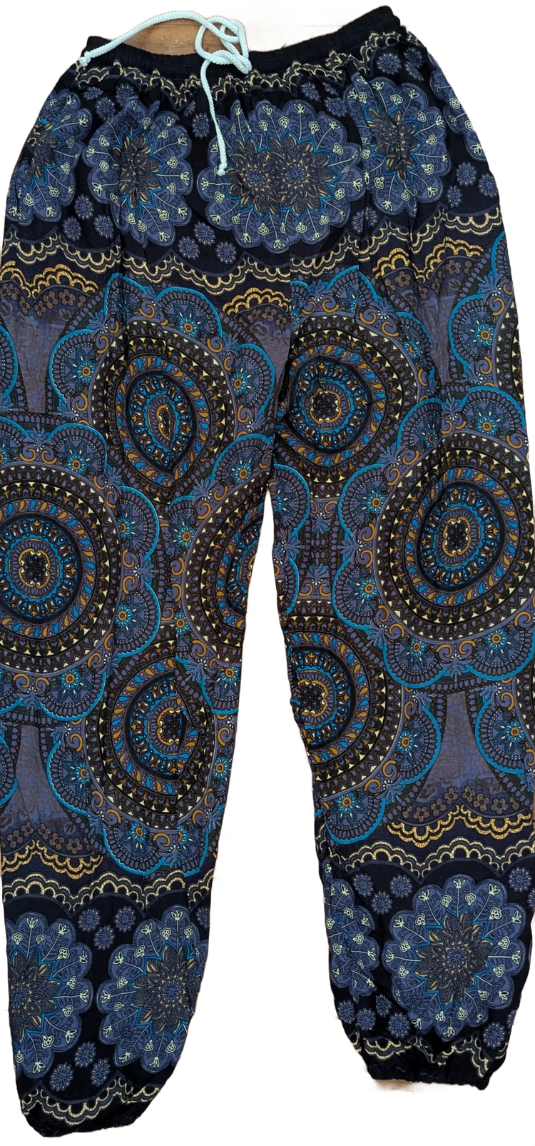 Navy Blue, Gold & Black Elephant Stripe Thai Harem Pants – Hand Selected in Thailand