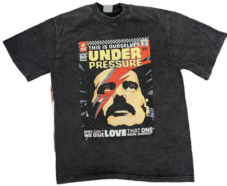 David Bowie & Queen "Under Pressure" Comic Book Acid Wash T-Shirt