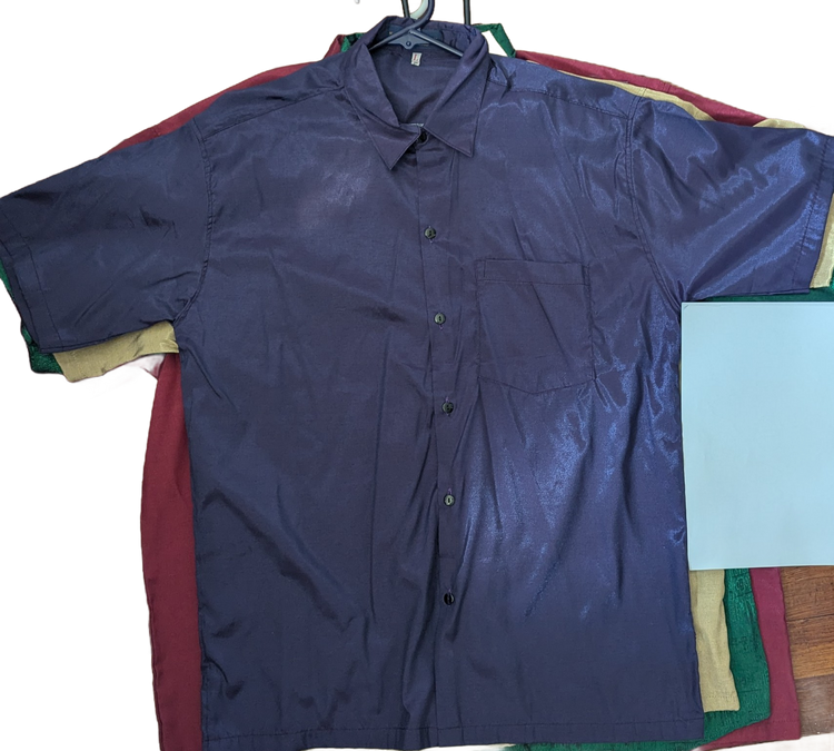 Thai Silk Short Sleeve Shirt – Burgundy & Wine Shades