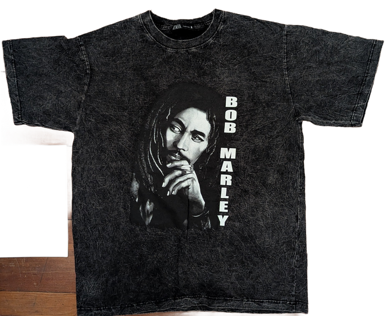 Bob Marley Acid Wash T-Shirt – Charcoal