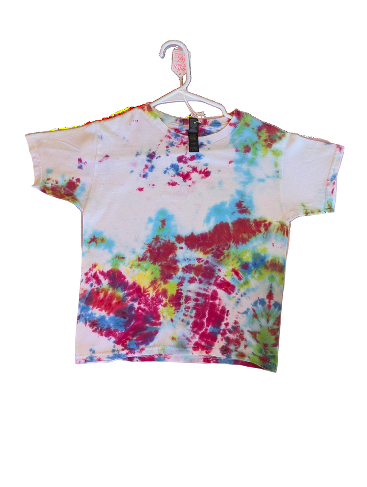 Ice Dye Boxy Tee - Crimson, Teal & Lime